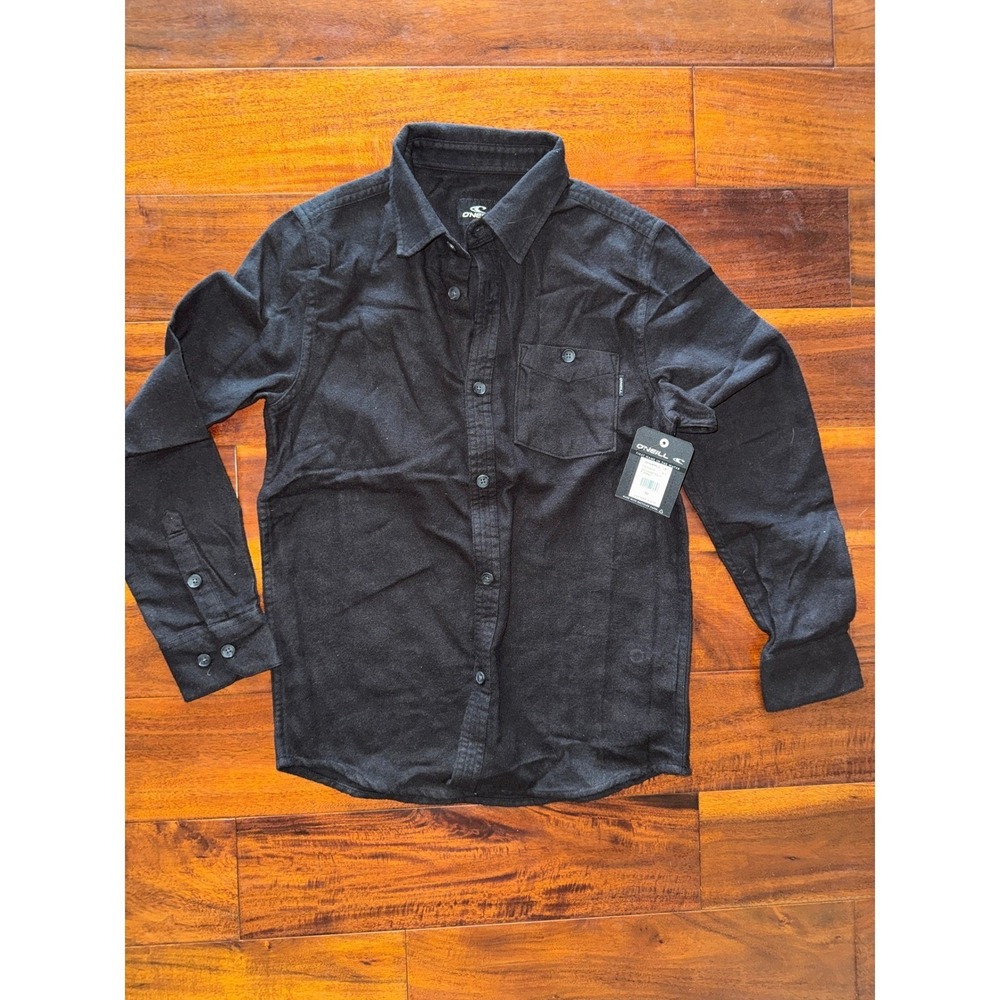 O'Neill Redmond Solid Flannel boys Medium Black NWT FA0204205 Button Up Shirt